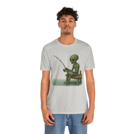 Fishing Alien Unisex Short Sleeve Tee - Fun Graphic T-Shirt for Casual Wear - Get Tight Gear