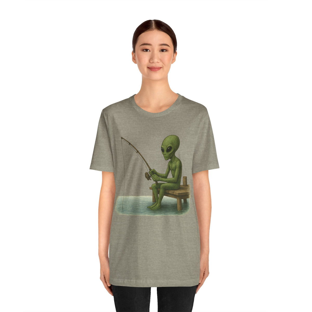 Fishing Alien Unisex Short Sleeve Tee - Fun Graphic T-Shirt for Casual Wear - Get Tight Gear