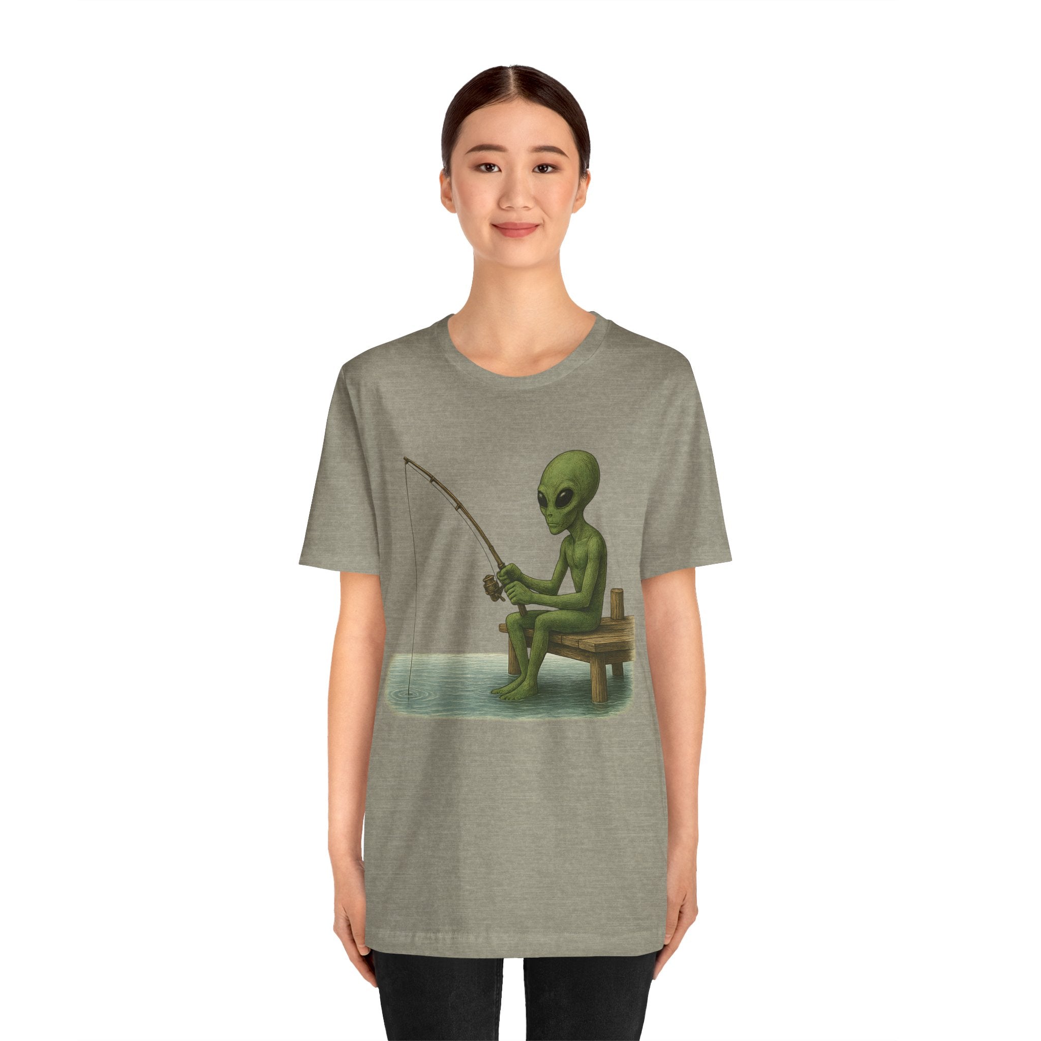 Fishing Alien Unisex Short Sleeve Tee - Fun Graphic T-Shirt for Casual Wear - Get Tight Gear