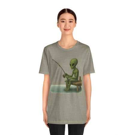 Fishing Alien Unisex Short Sleeve Tee - Fun Graphic T-Shirt for Casual Wear - Get Tight Gear