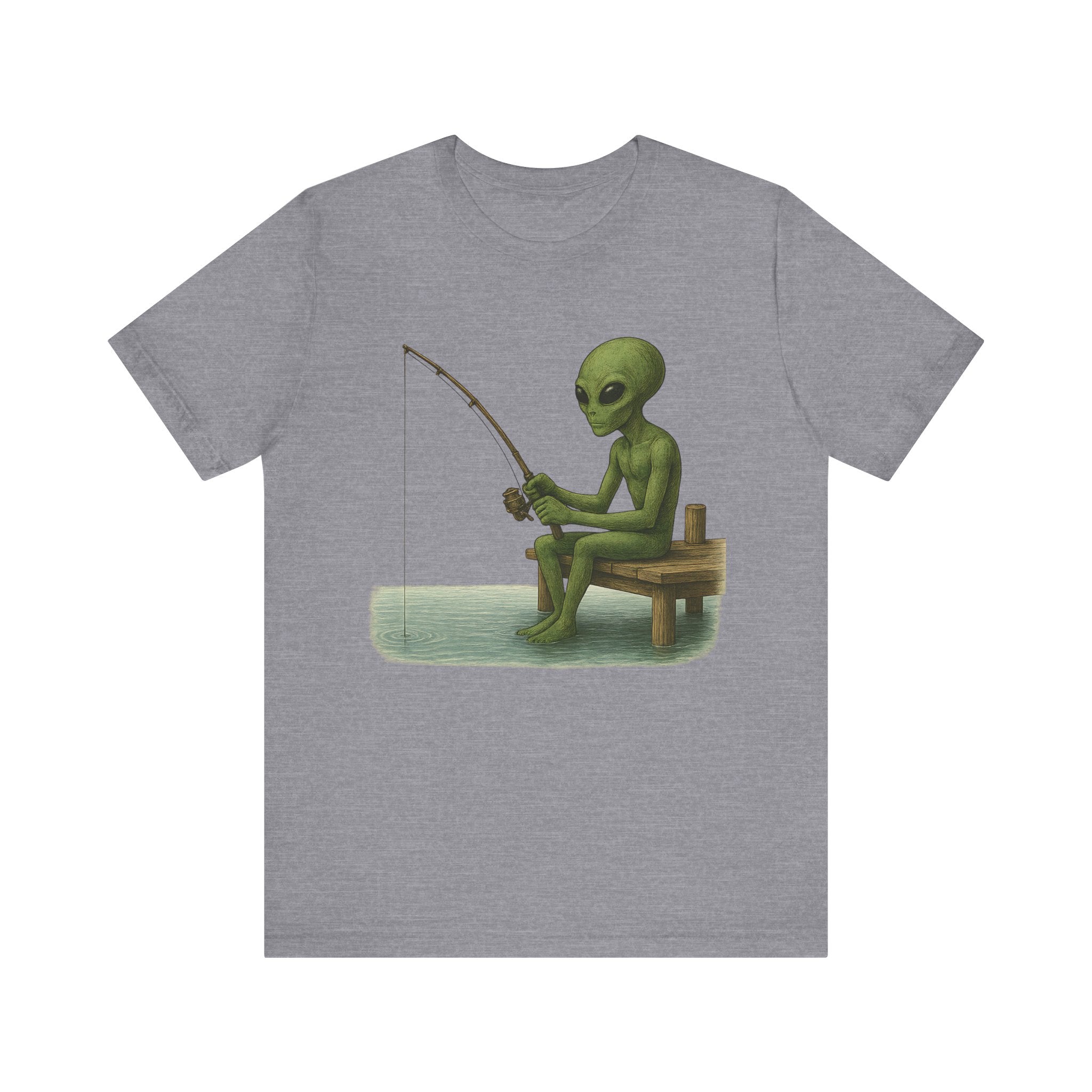 Fishing Alien Unisex Short Sleeve Tee - Fun Graphic T-Shirt for Casual Wear - Get Tight Gear