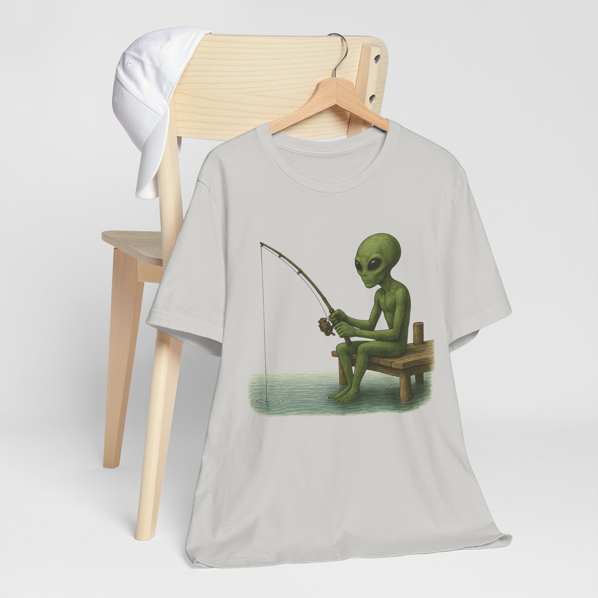 Fishing Alien Unisex Short Sleeve Tee - Fun Graphic T-Shirt for Casual Wear - Get Tight Gear