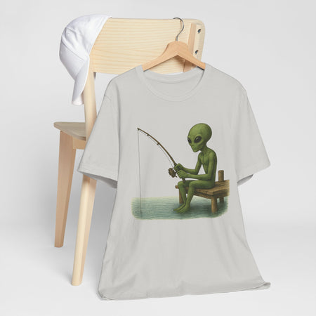 Fishing Alien Unisex Short Sleeve Tee - Fun Graphic T-Shirt for Casual Wear - Get Tight Gear