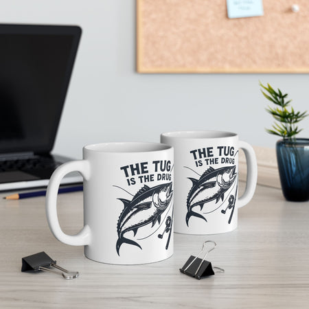 Fishing Enthusiast Ceramic Mug - "The Tug Is The Drug™" - 11oz & 15oz Options - Get Tight Gear
