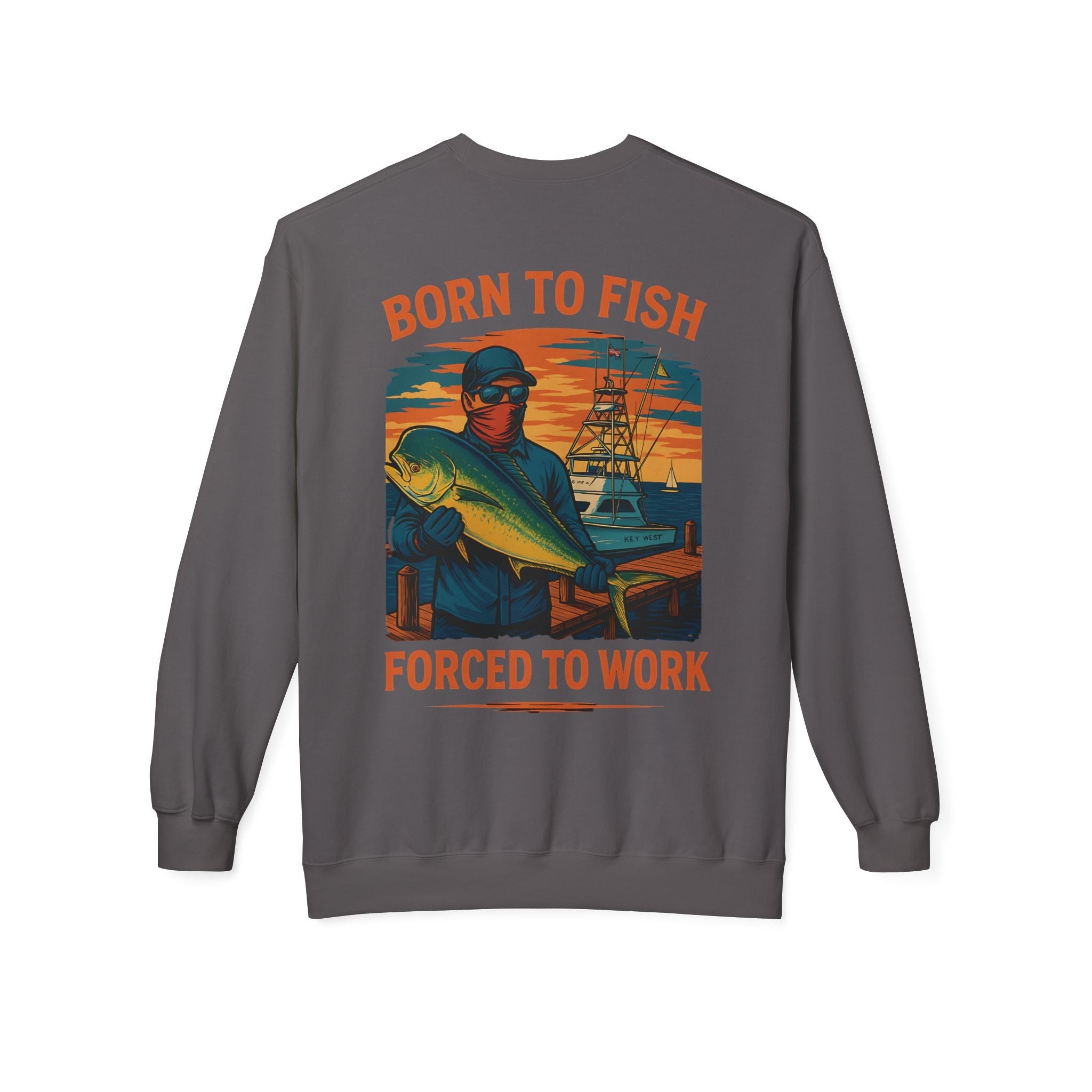 Fishing Enthusiast Crewneck Sweatshirt - 'Born to Fish, Forced to Work' - Get Tight Gear