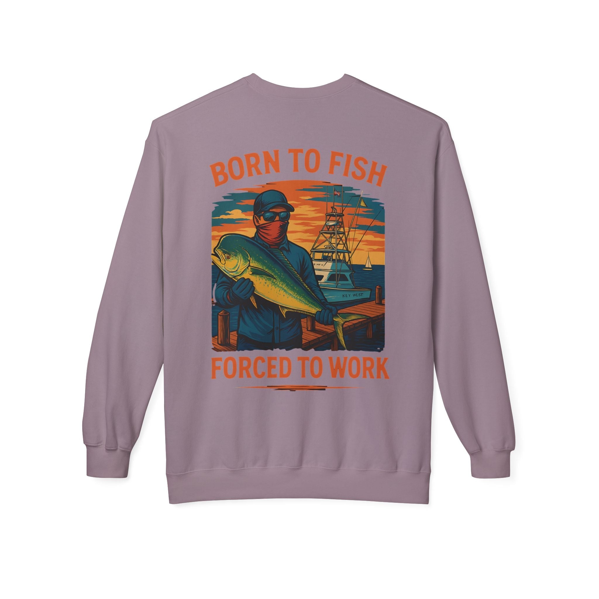 Fishing Enthusiast Crewneck Sweatshirt - 'Born to Fish, Forced to Work' - Get Tight Gear