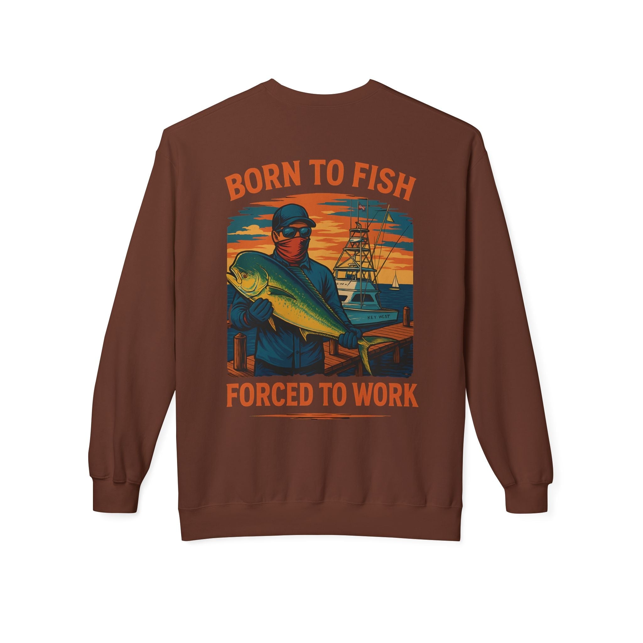 Fishing Enthusiast Crewneck Sweatshirt - 'Born to Fish, Forced to Work' - Get Tight Gear