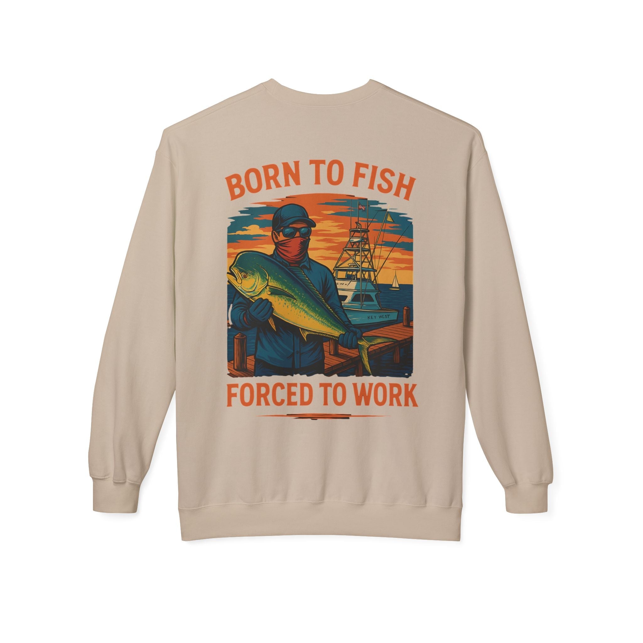 Fishing Enthusiast Crewneck Sweatshirt - 'Born to Fish, Forced to Work' - Get Tight Gear