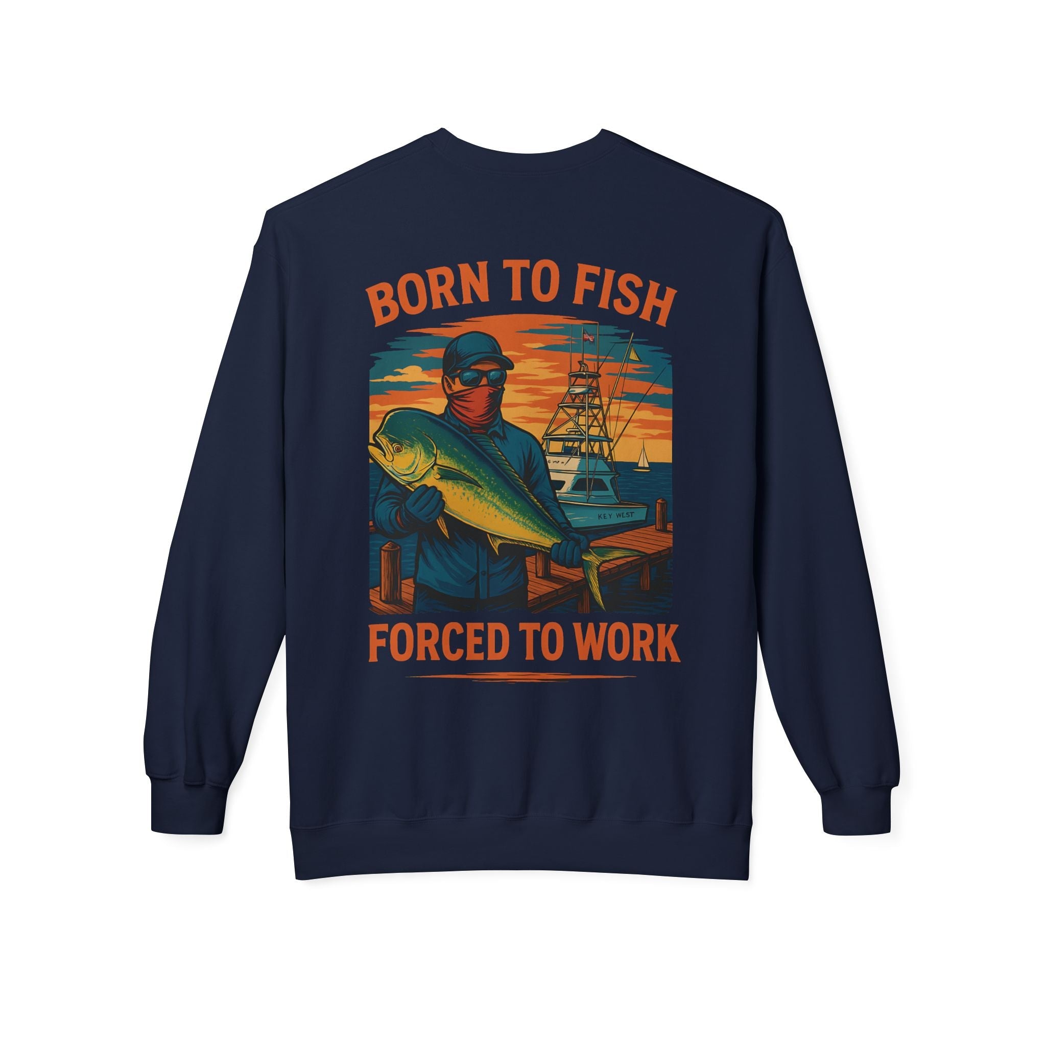 Fishing Enthusiast Crewneck Sweatshirt - 'Born to Fish, Forced to Work' - Get Tight Gear