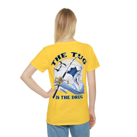 Fishing Enthusiast T-Shirt, Casual Gear, Gift for Anglers, Summer Wear, Outdoor Activities, The Tug is the Drug - Get Tight Gear