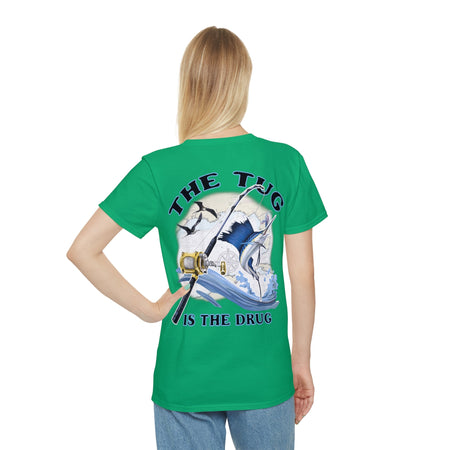 Fishing Enthusiast T-Shirt, Casual Gear, Gift for Anglers, Summer Wear, Outdoor Activities, The Tug is the Drug - Get Tight Gear