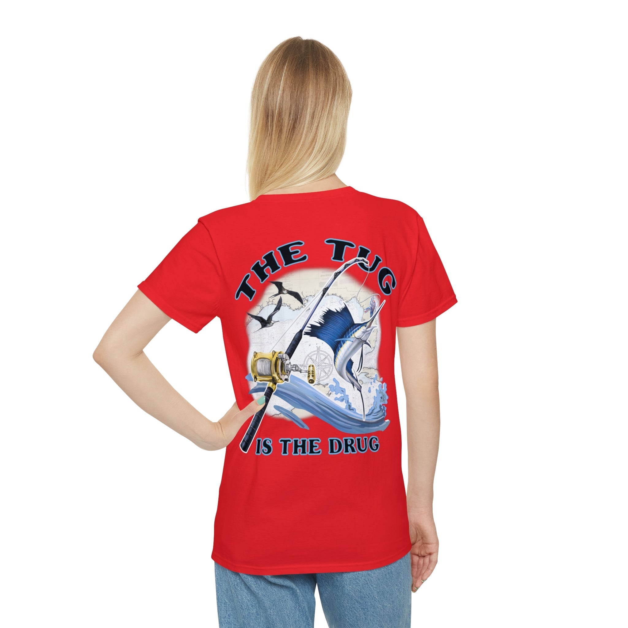 Fishing Enthusiast T-Shirt, Casual Gear, Gift for Anglers, Summer Wear, Outdoor Activities, The Tug is the Drug - Get Tight Gear