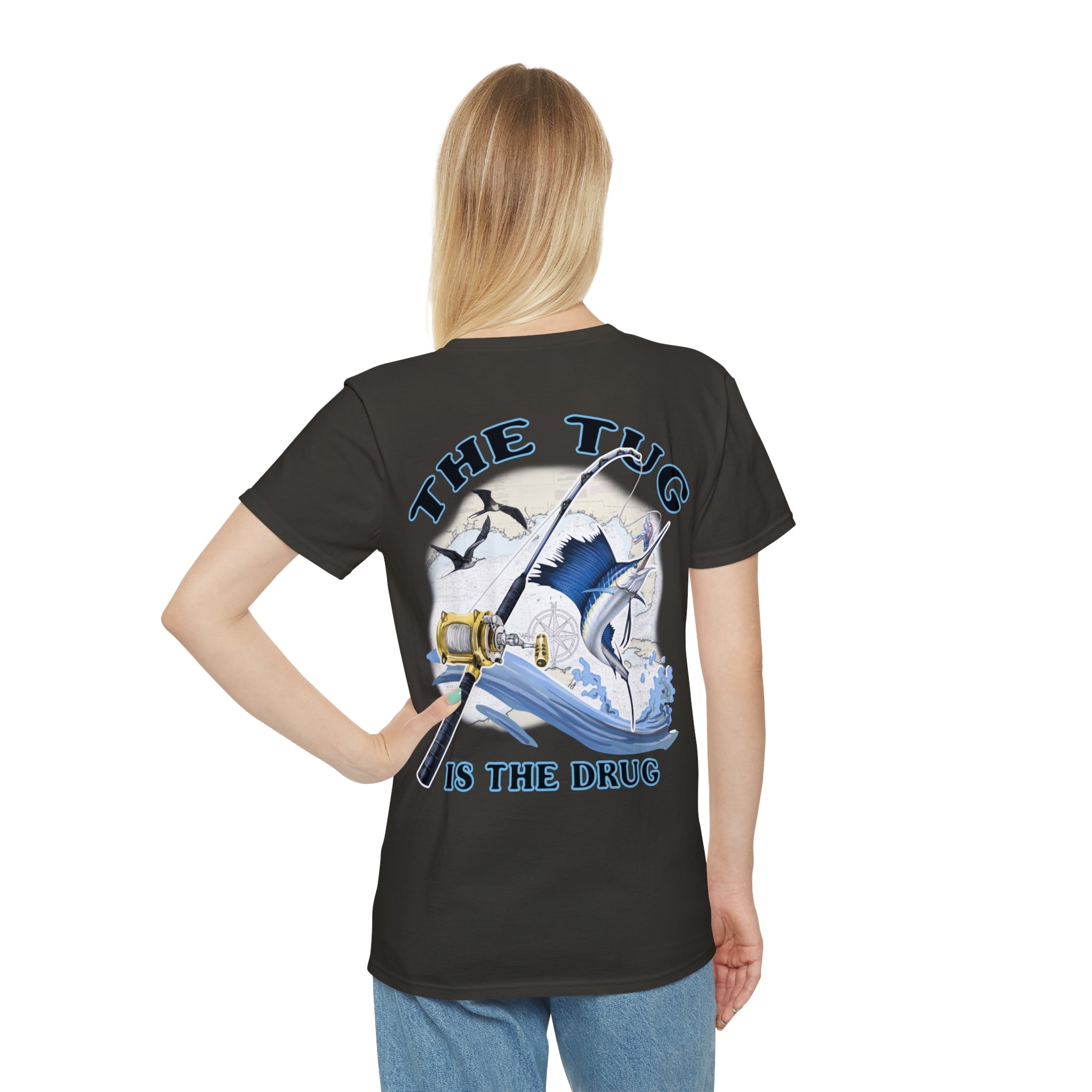 Fishing Enthusiast T-Shirt, Casual Gear, Gift for Anglers, Summer Wear, Outdoor Activities, The Tug is the Drug - Get Tight Gear