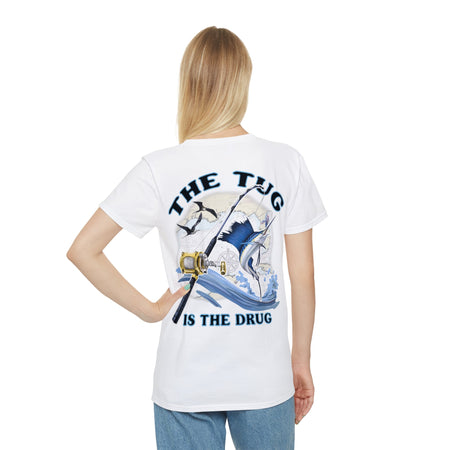 Fishing Enthusiast T-Shirt, Casual Gear, Gift for Anglers, Summer Wear, Outdoor Activities, The Tug is the Drug - Get Tight Gear