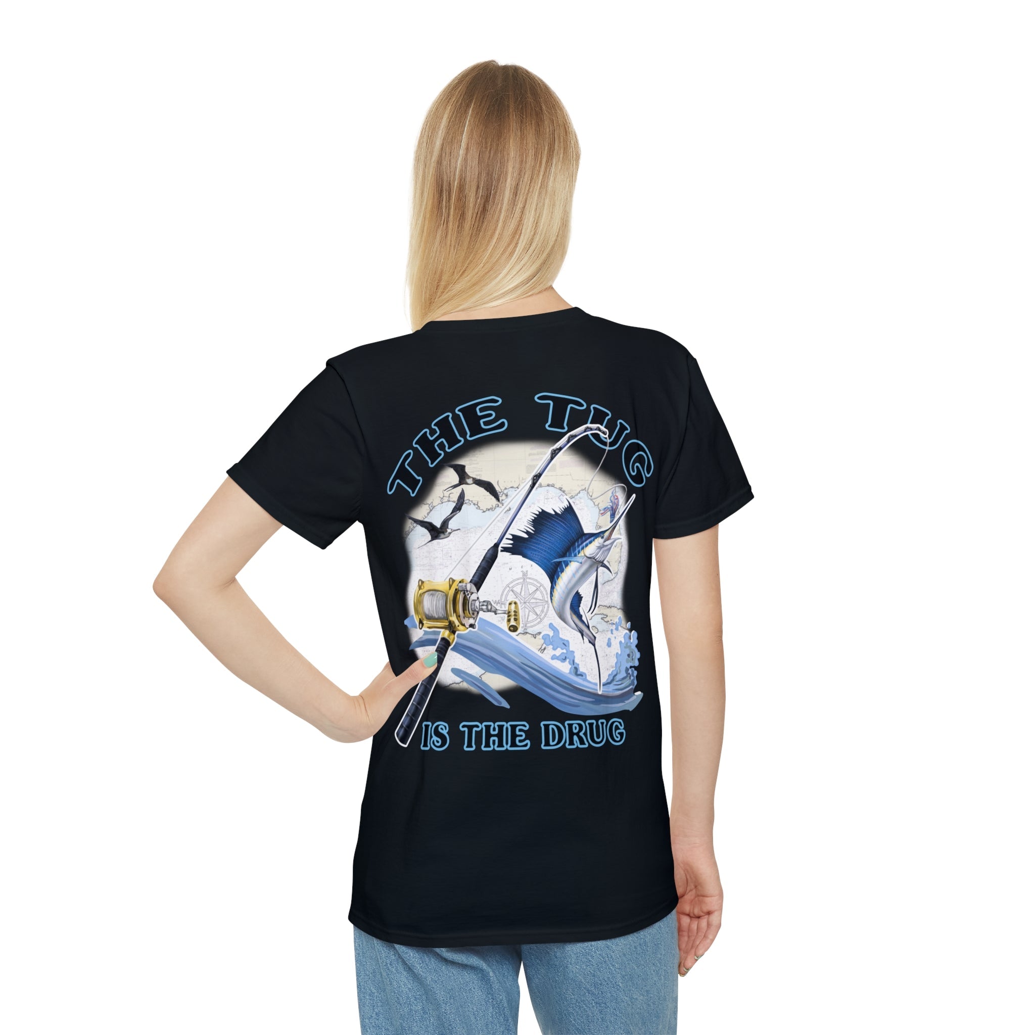 Fishing Enthusiast T-Shirt, Casual Gear, Gift for Anglers, Summer Wear, Outdoor Activities, The Tug is the Drug - Get Tight Gear
