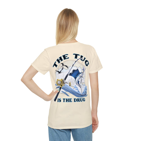 Fishing Enthusiast T-Shirt, Casual Gear, Gift for Anglers, Summer Wear, Outdoor Activities, The Tug is the Drug - Get Tight Gear