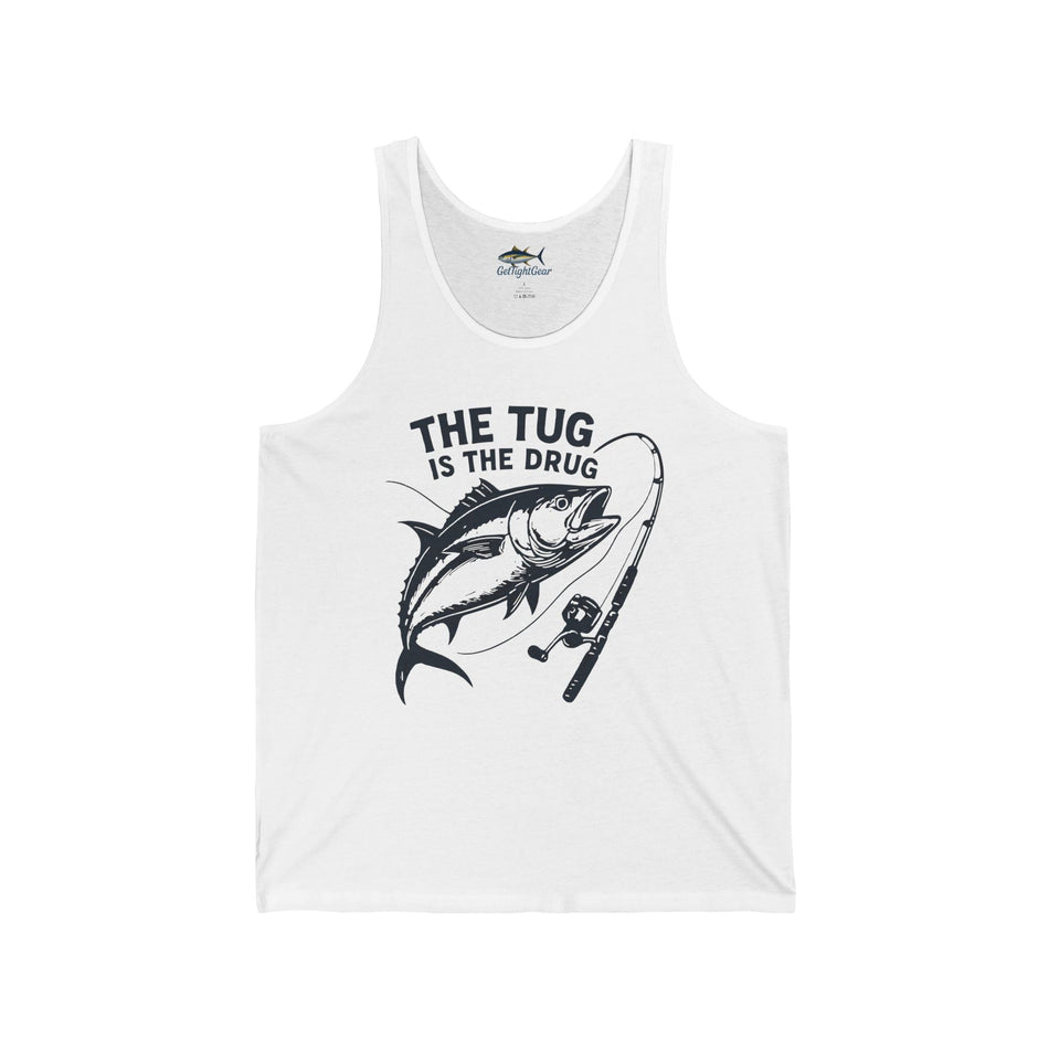 Fishing Enthusiast Unisex Jersey Tank - "The Tug is The Drug™" - Get Tight Gear