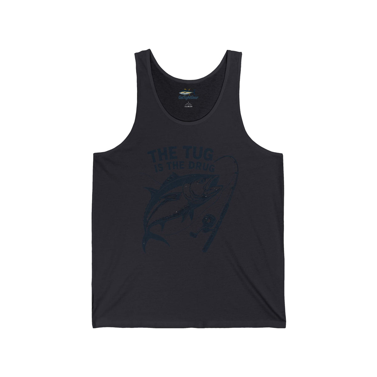Fishing Enthusiast Unisex Jersey Tank - "The Tug is The Drug™" - Get Tight Gear