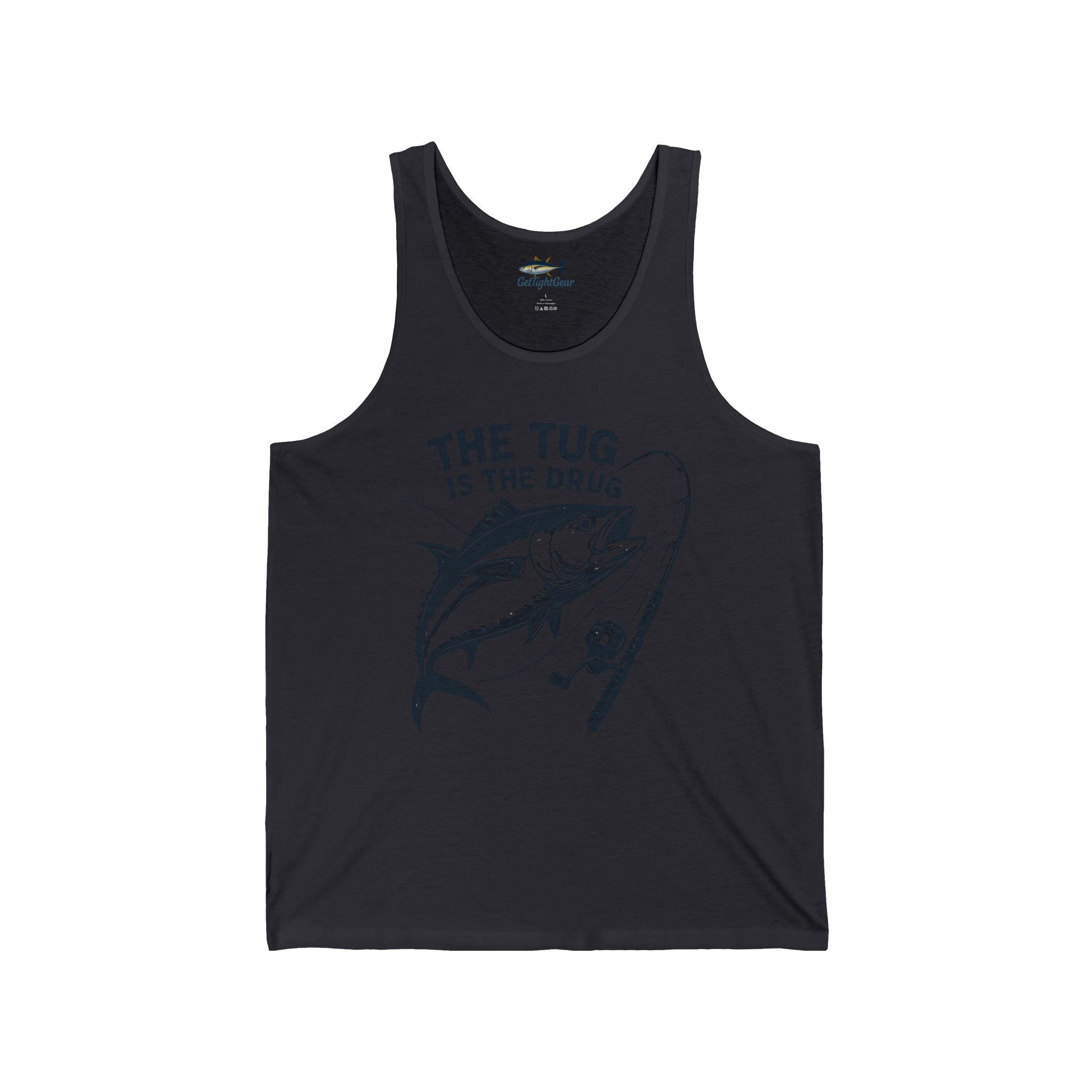 Fishing Enthusiast Unisex Jersey Tank - "The Tug is The Drug™" - Get Tight Gear