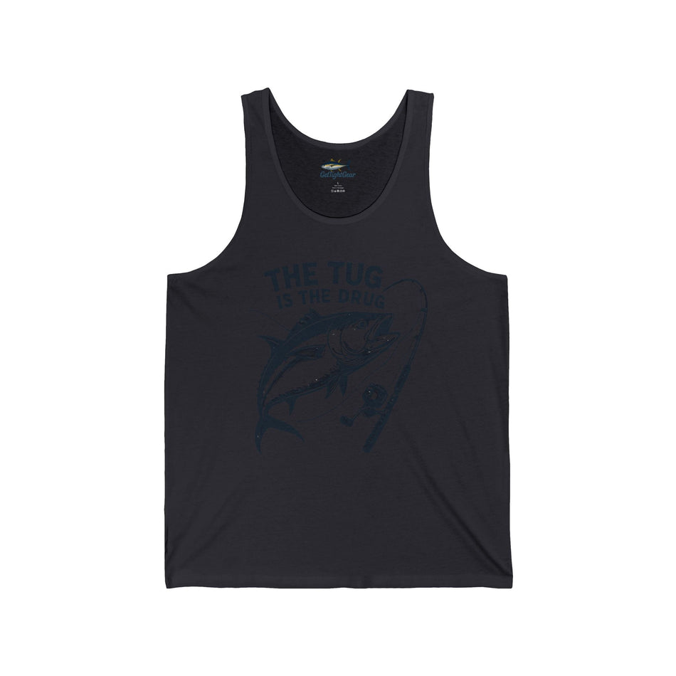 Fishing Enthusiast Unisex Jersey Tank - "The Tug is The Drug™" - Get Tight Gear