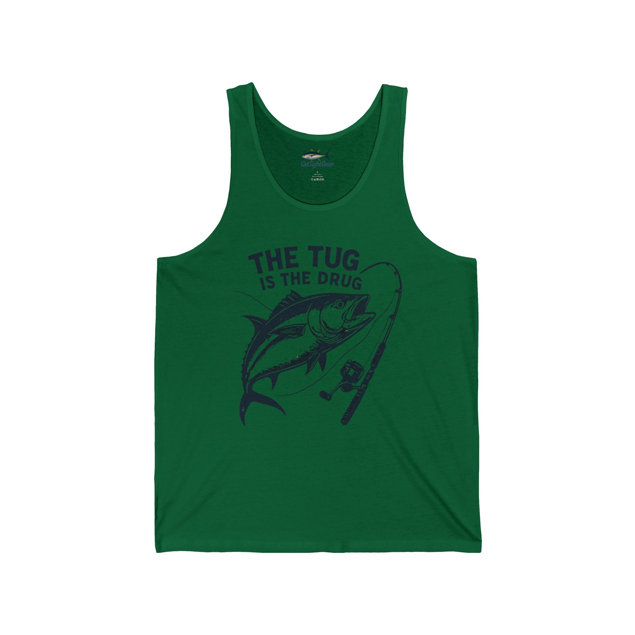 Fishing Enthusiast Unisex Jersey Tank - "The Tug is The Drug™" - Get Tight Gear