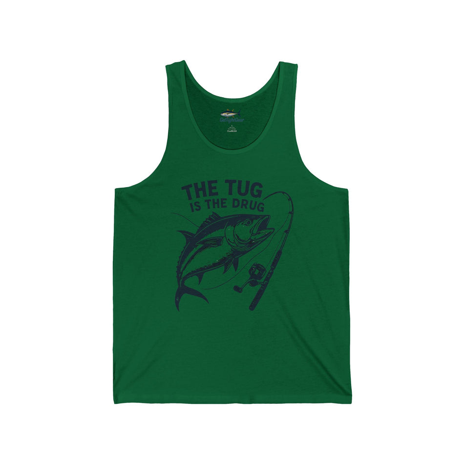 Fishing Enthusiast Unisex Jersey Tank - "The Tug is The Drug™" - Get Tight Gear