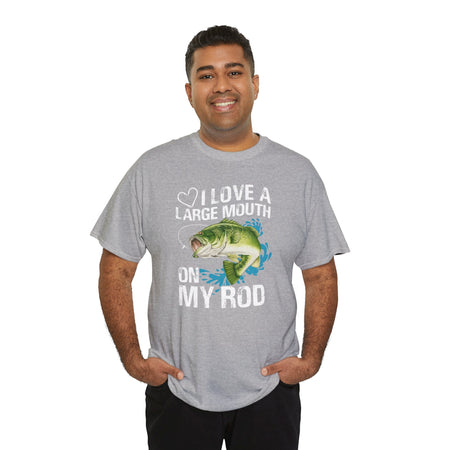 Fishing Lover Unisex Heavy Cotton Tee – "I Love a Large Mouth on My Rod" Humor Shirt - Get Tight Gear