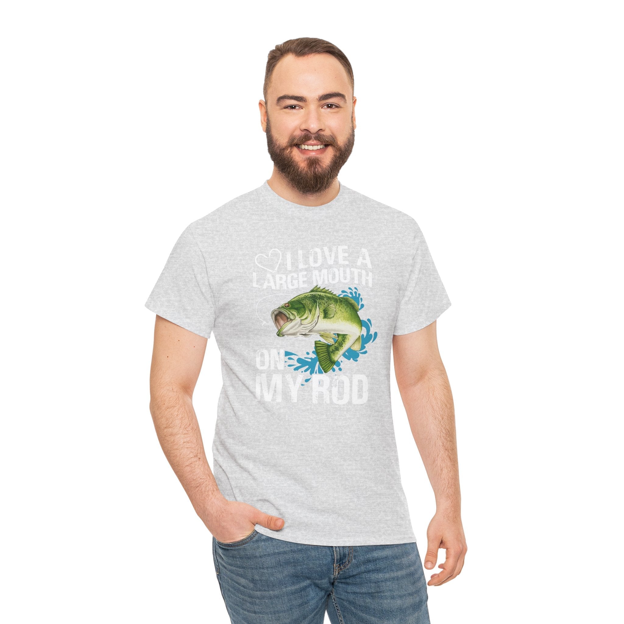 Fishing Lover Unisex Heavy Cotton Tee – "I Love a Large Mouth on My Rod" Humor Shirt - Get Tight Gear