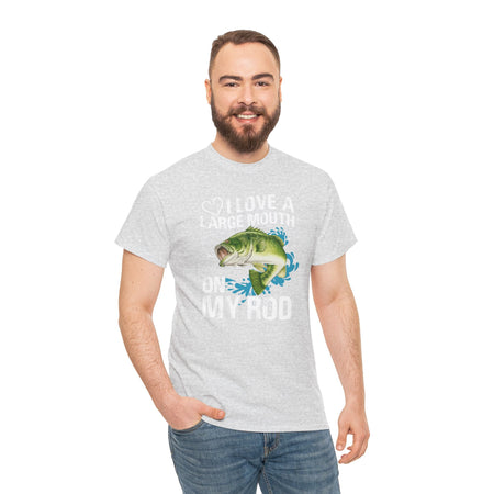 Fishing Lover Unisex Heavy Cotton Tee – "I Love a Large Mouth on My Rod" Humor Shirt - Get Tight Gear