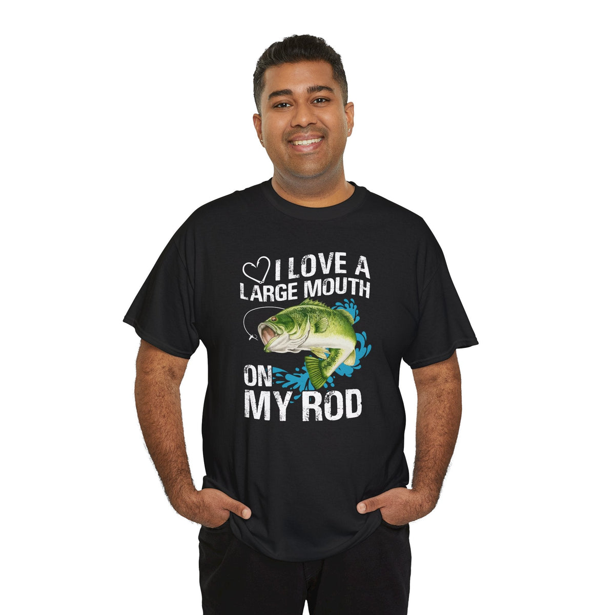 Fishing Lover Unisex Heavy Cotton Tee – "I Love a Large Mouth on My Rod" Humor Shirt - Get Tight Gear