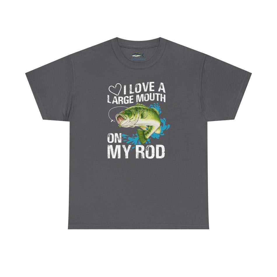 Fishing Lover Unisex Heavy Cotton Tee – "I Love a Large Mouth on My Rod" Humor Shirt - Get Tight Gear