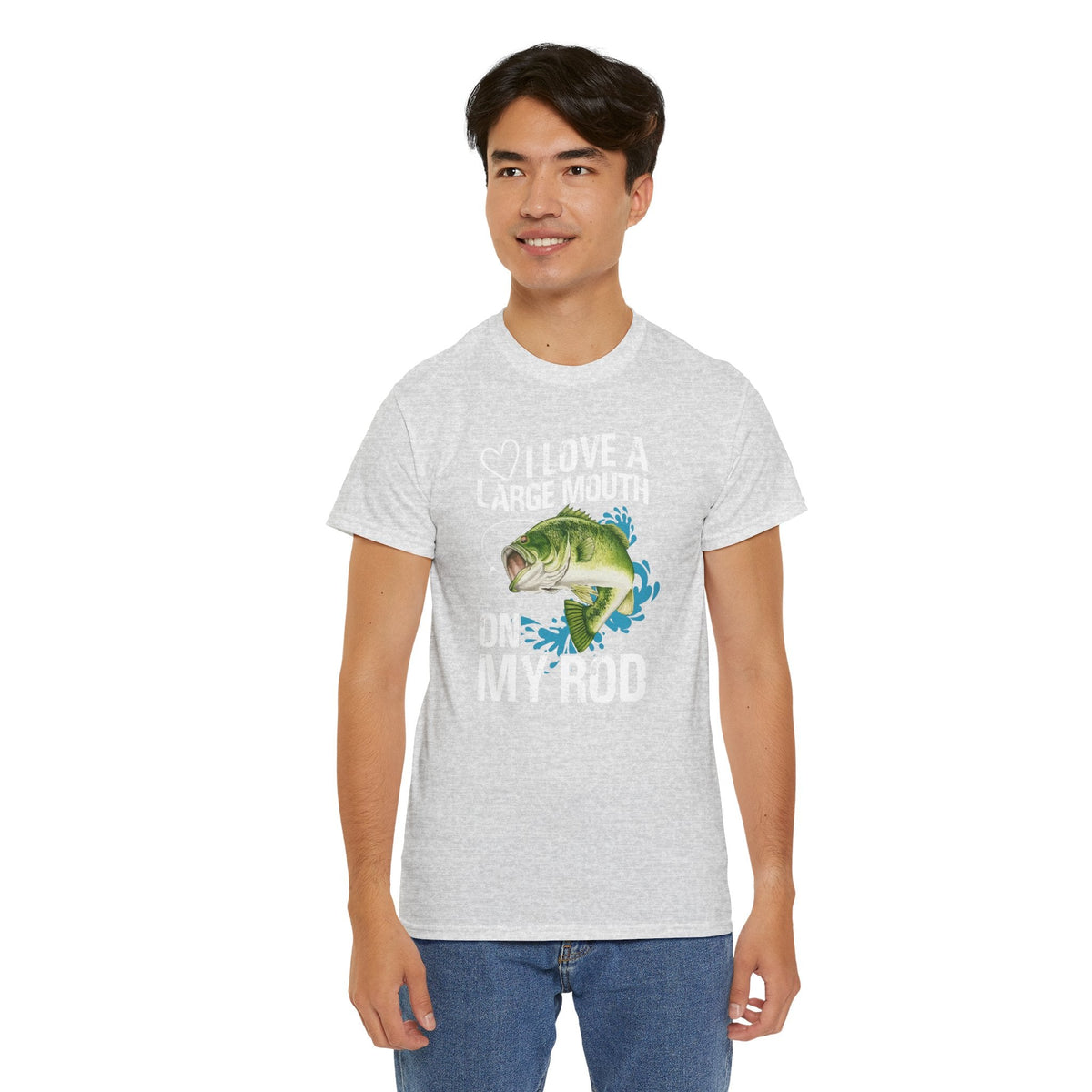 Fishing Lover Unisex Heavy Cotton Tee – "I Love a Large Mouth on My Rod" Humor Shirt - Get Tight Gear