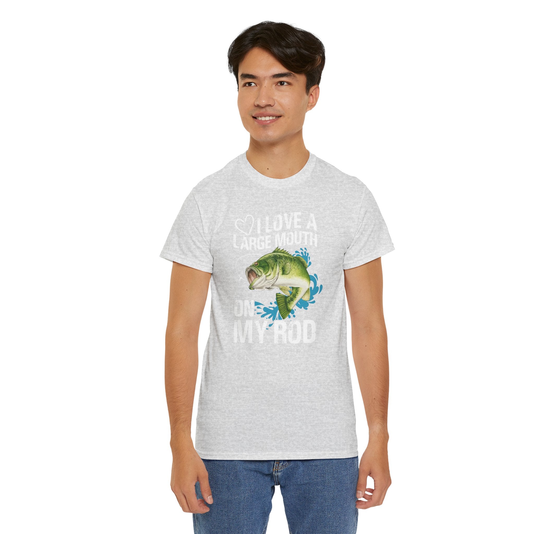 Fishing Lover Unisex Heavy Cotton Tee – "I Love a Large Mouth on My Rod" Humor Shirt - Get Tight Gear
