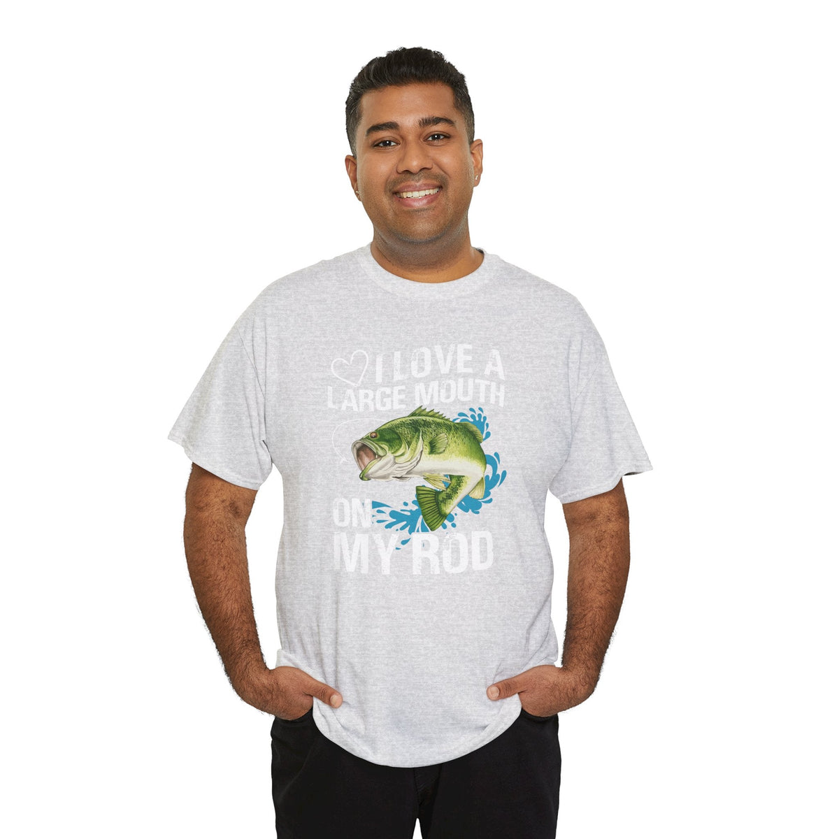 Fishing Lover Unisex Heavy Cotton Tee – "I Love a Large Mouth on My Rod" Humor Shirt - Get Tight Gear