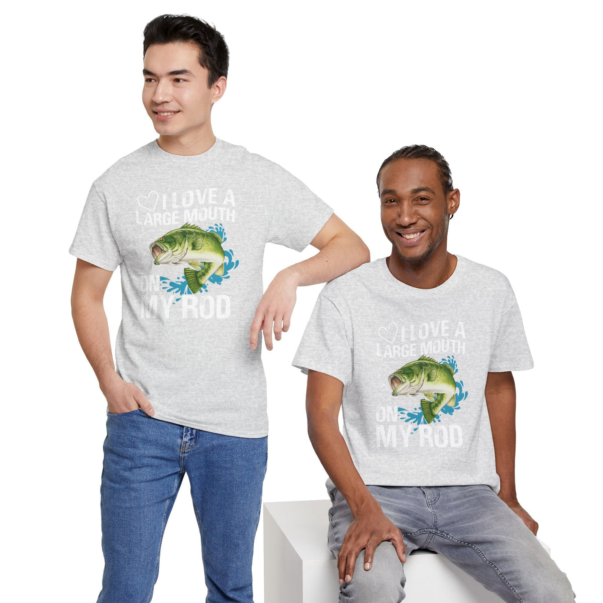 Fishing Lover Unisex Heavy Cotton Tee – "I Love a Large Mouth on My Rod" Humor Shirt - Get Tight Gear