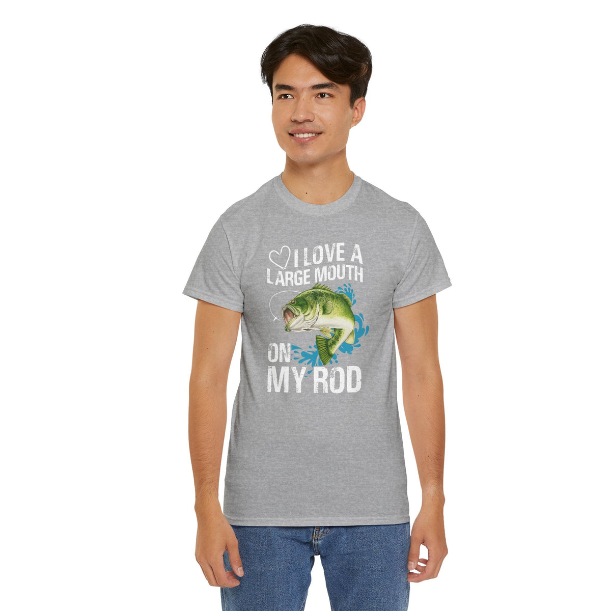 Fishing Lover Unisex Heavy Cotton Tee – "I Love a Large Mouth on My Rod" Humor Shirt - Get Tight Gear
