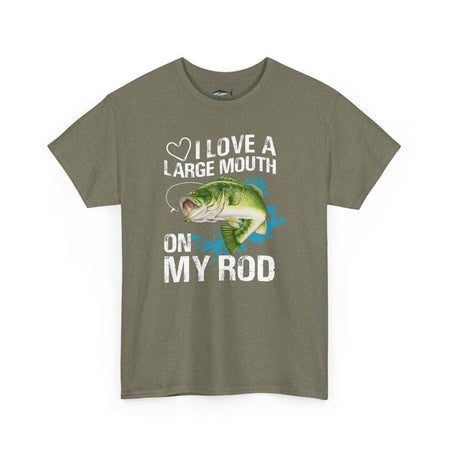 Fishing Lover Unisex Heavy Cotton Tee – "I Love a Large Mouth on My Rod" Humor Shirt - Get Tight Gear