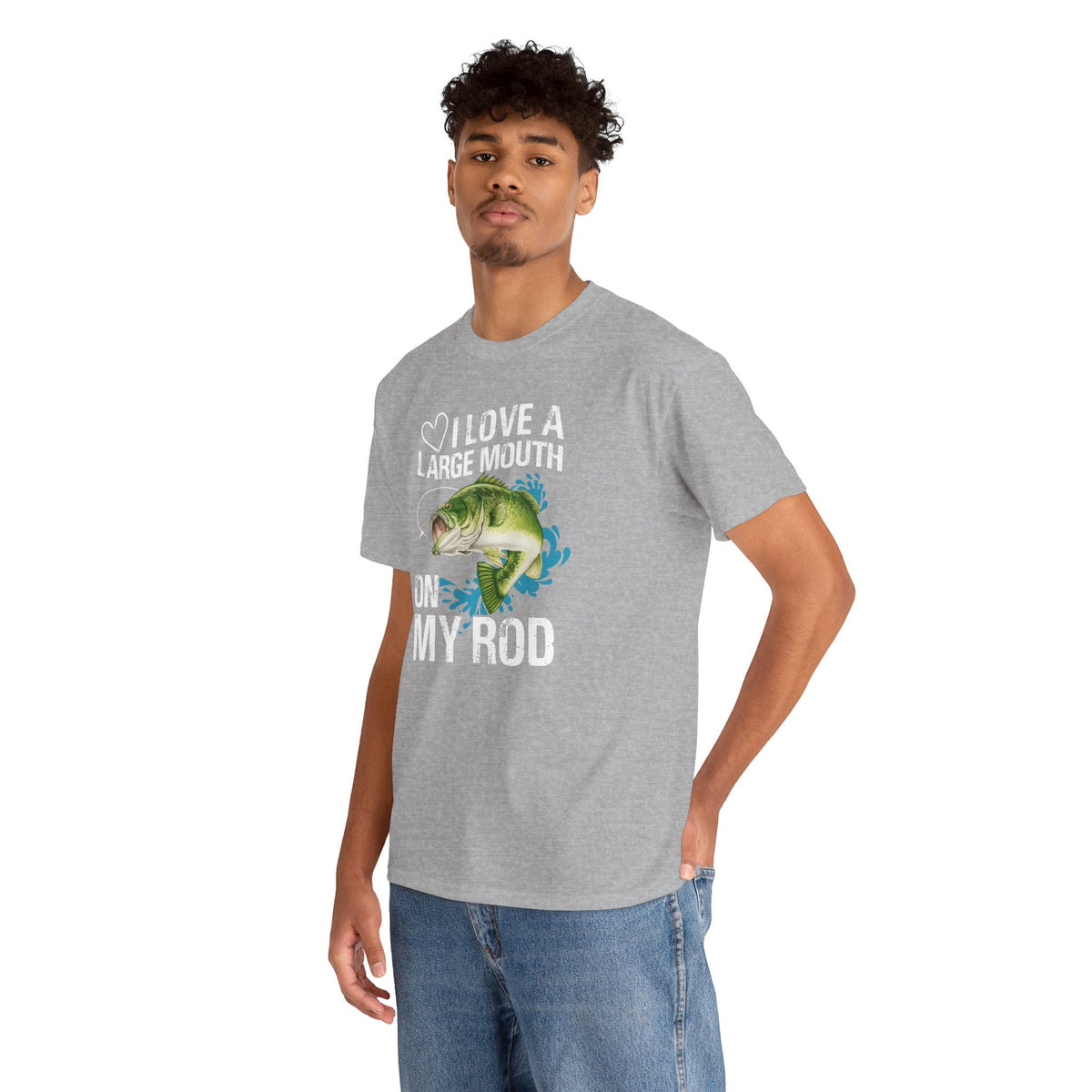 Fishing Lover Unisex Heavy Cotton Tee – "I Love a Large Mouth on My Rod" Humor Shirt - Get Tight Gear