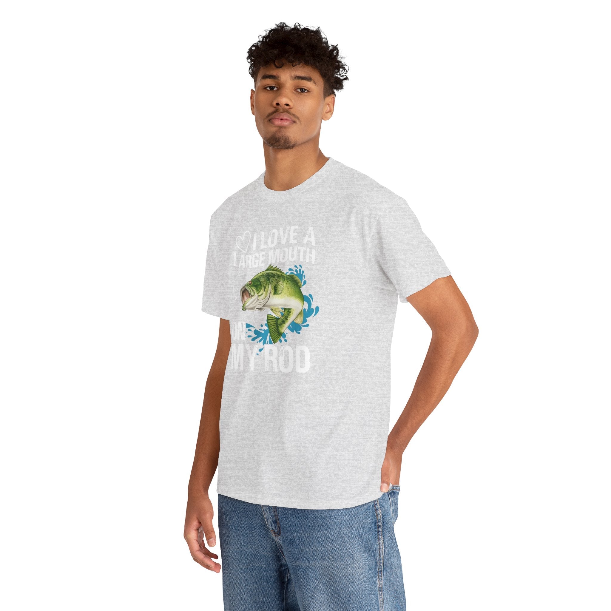 Fishing Lover Unisex Heavy Cotton Tee – "I Love a Large Mouth on My Rod" Humor Shirt - Get Tight Gear
