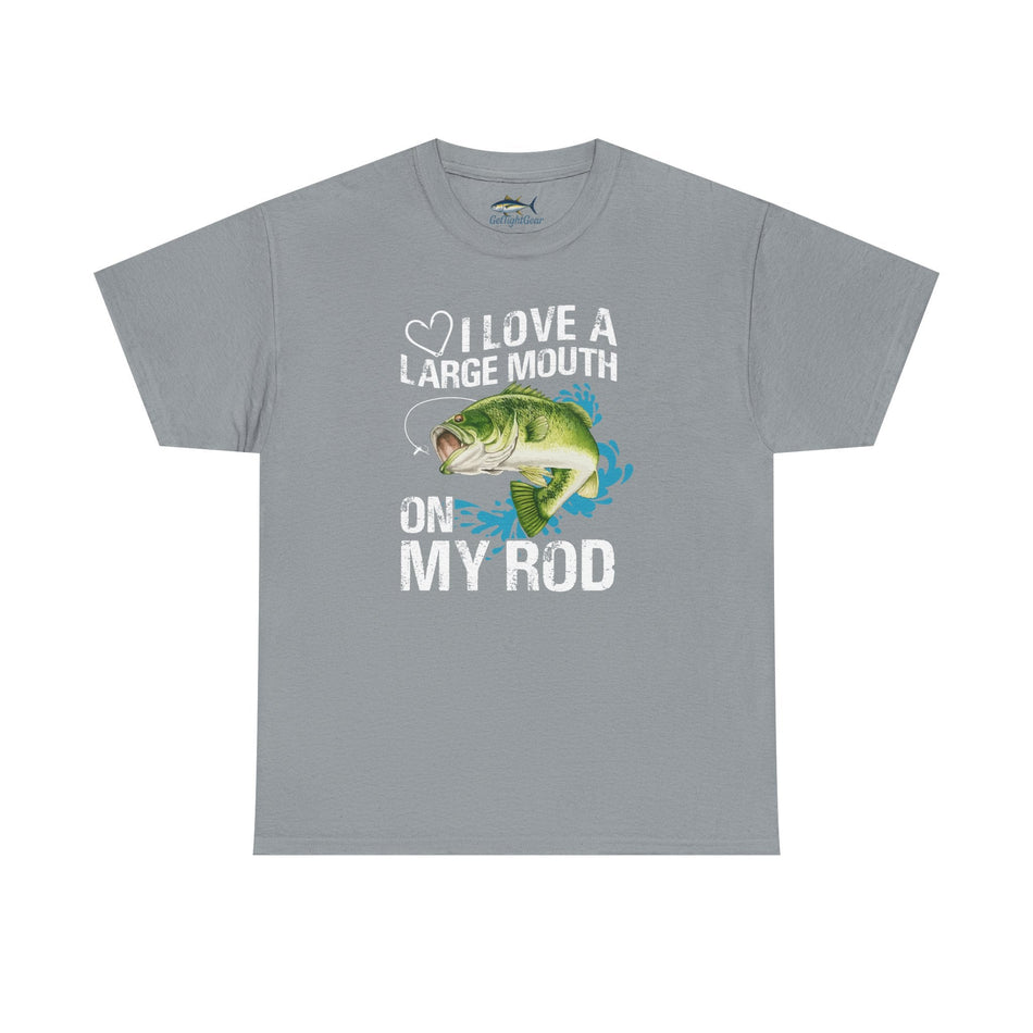 Fishing Lover Unisex Heavy Cotton Tee – "I Love a Large Mouth on My Rod" Humor Shirt - Get Tight Gear