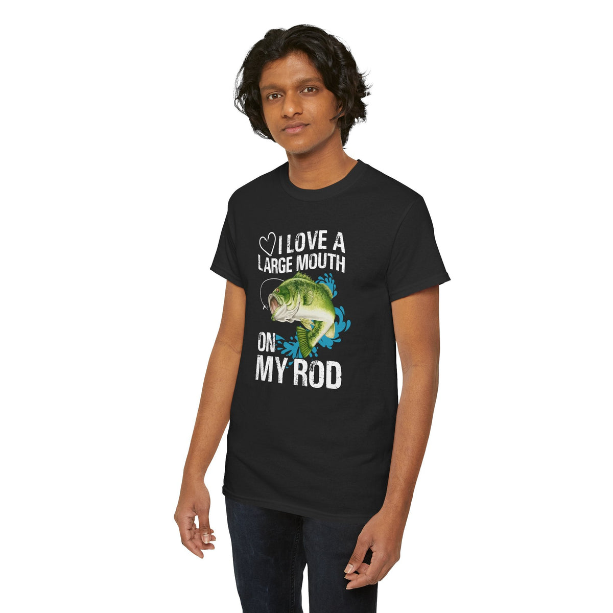 Fishing Lover Unisex Heavy Cotton Tee – "I Love a Large Mouth on My Rod" Humor Shirt - Get Tight Gear