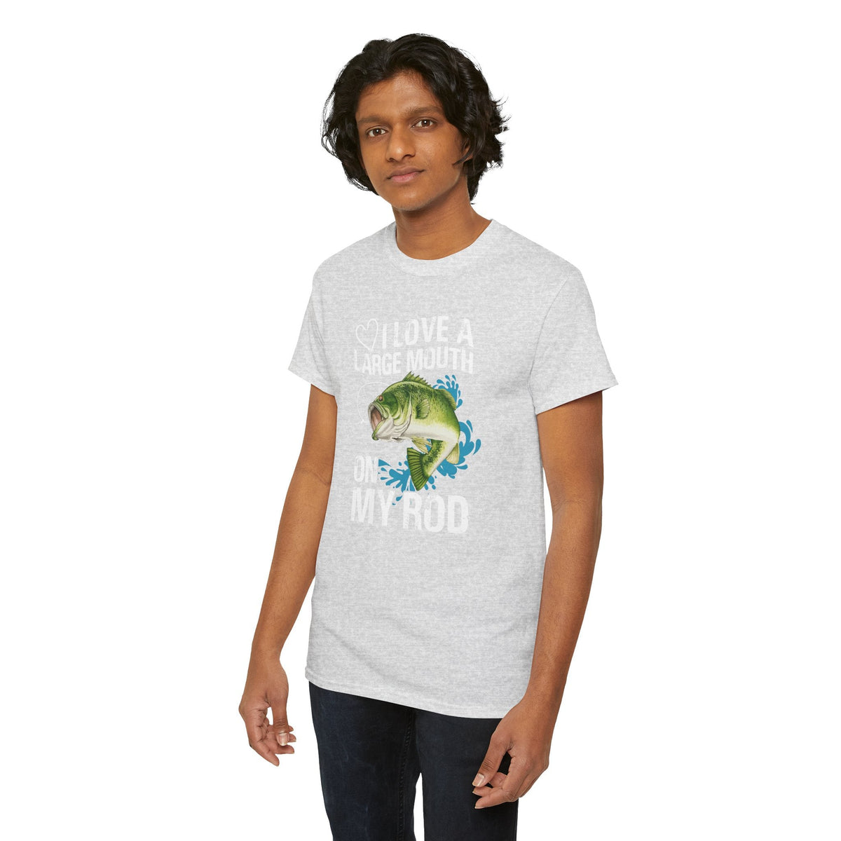 Fishing Lover Unisex Heavy Cotton Tee – "I Love a Large Mouth on My Rod" Humor Shirt - Get Tight Gear