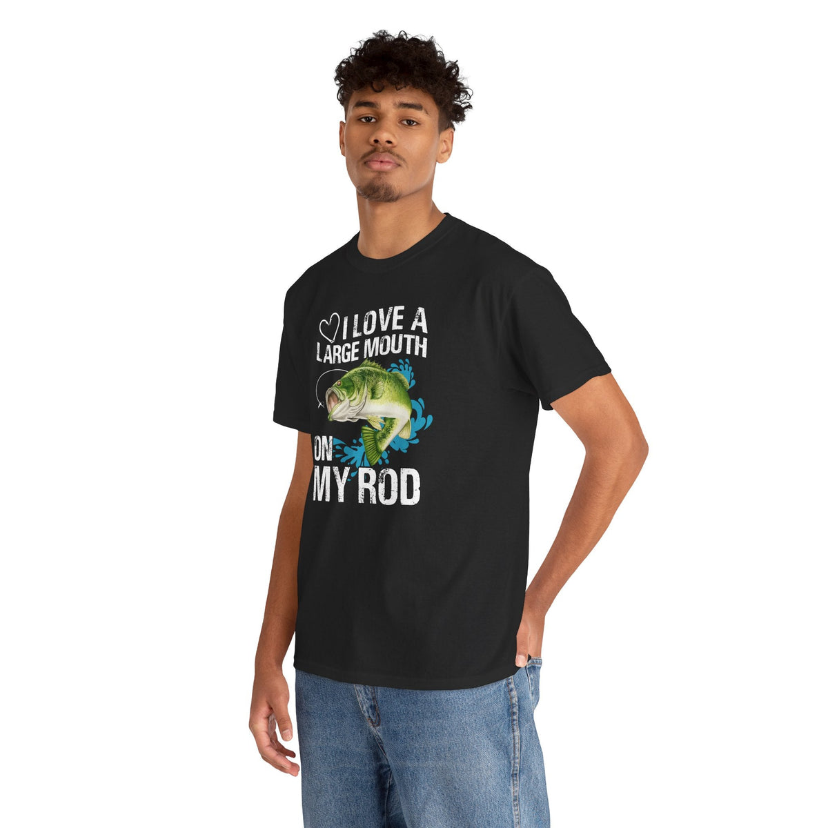 Fishing Lover Unisex Heavy Cotton Tee – "I Love a Large Mouth on My Rod" Humor Shirt - Get Tight Gear