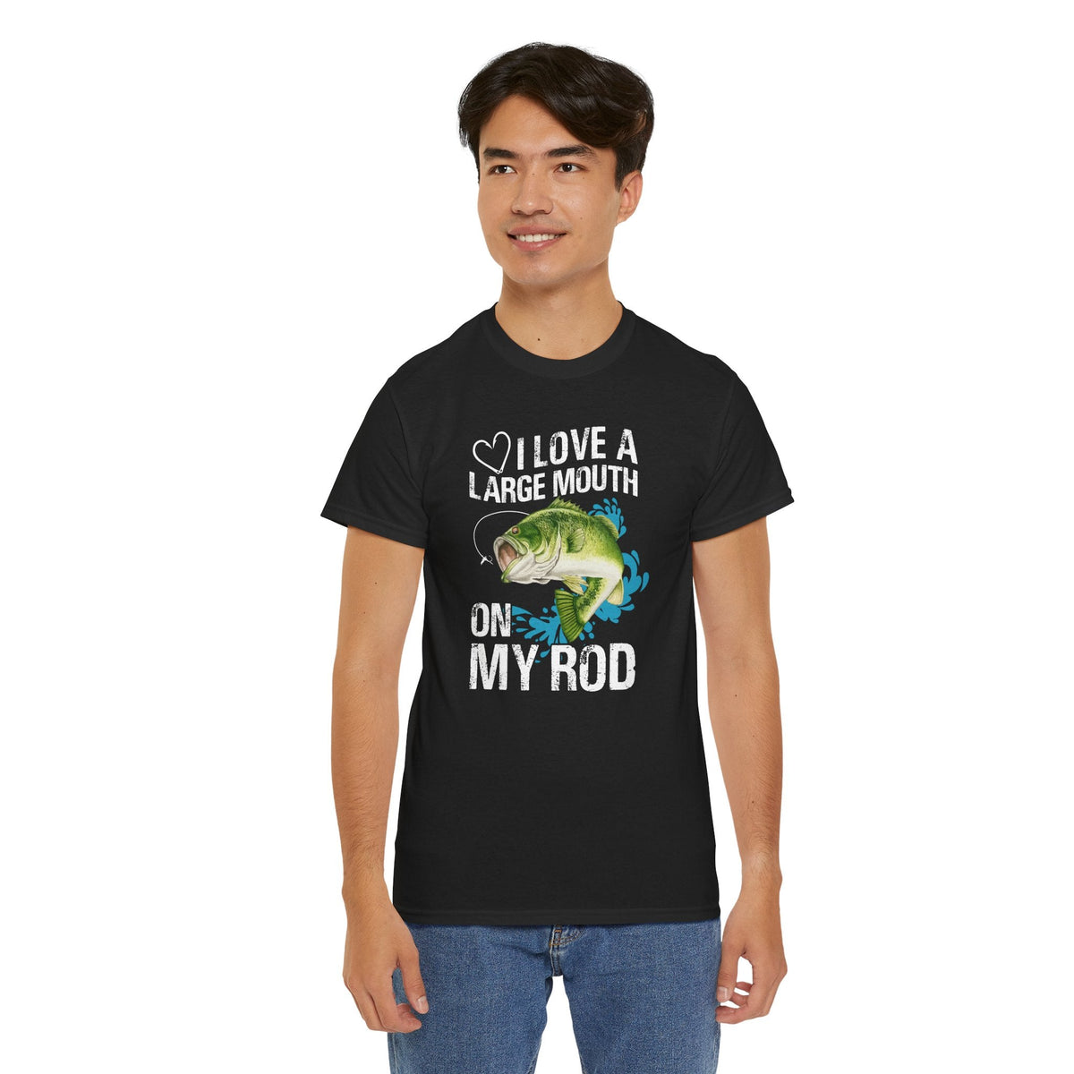 Fishing Lover Unisex Heavy Cotton Tee – "I Love a Large Mouth on My Rod" Humor Shirt - Get Tight Gear