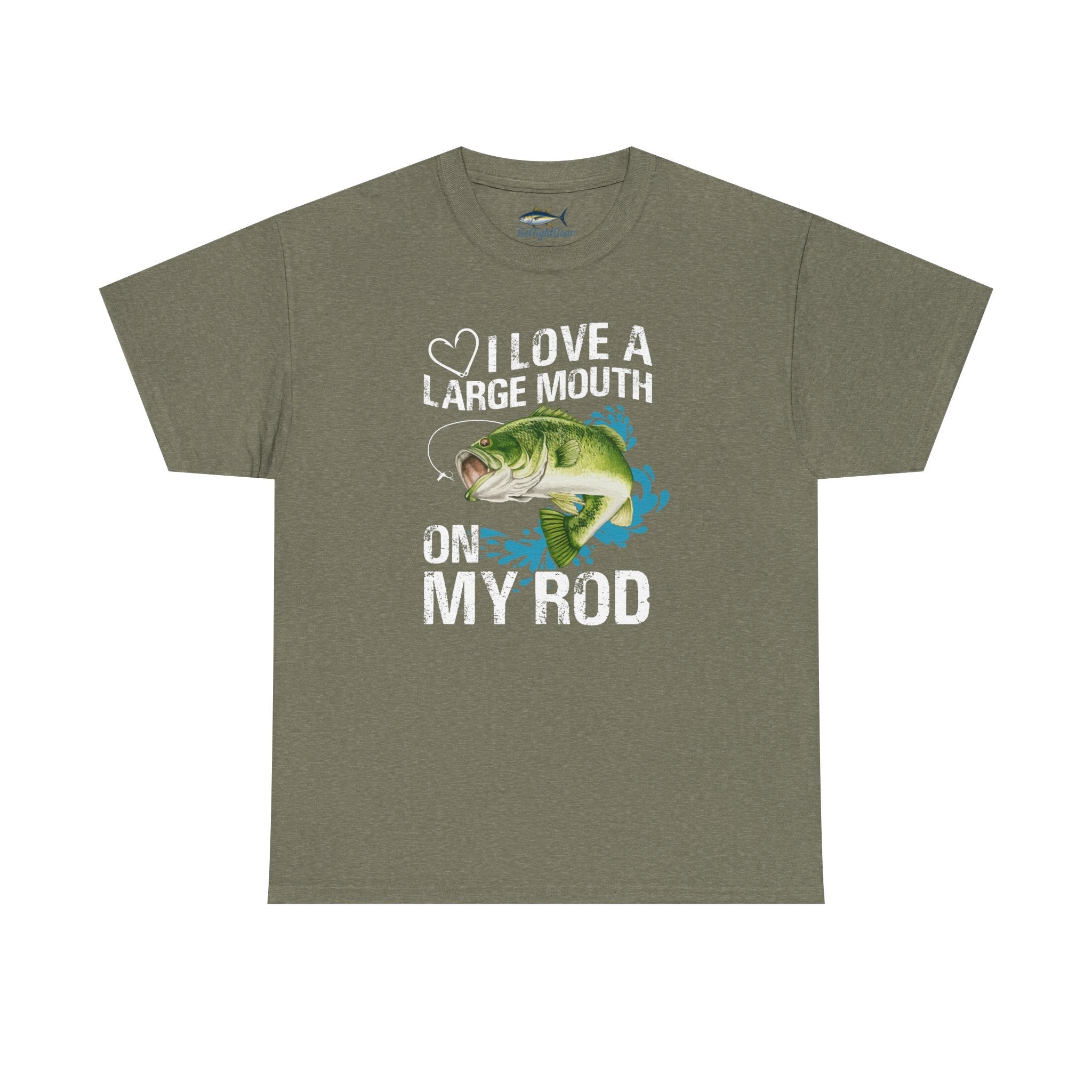 Fishing Lover Unisex Heavy Cotton Tee – "I Love a Large Mouth on My Rod" Humor Shirt - Get Tight Gear