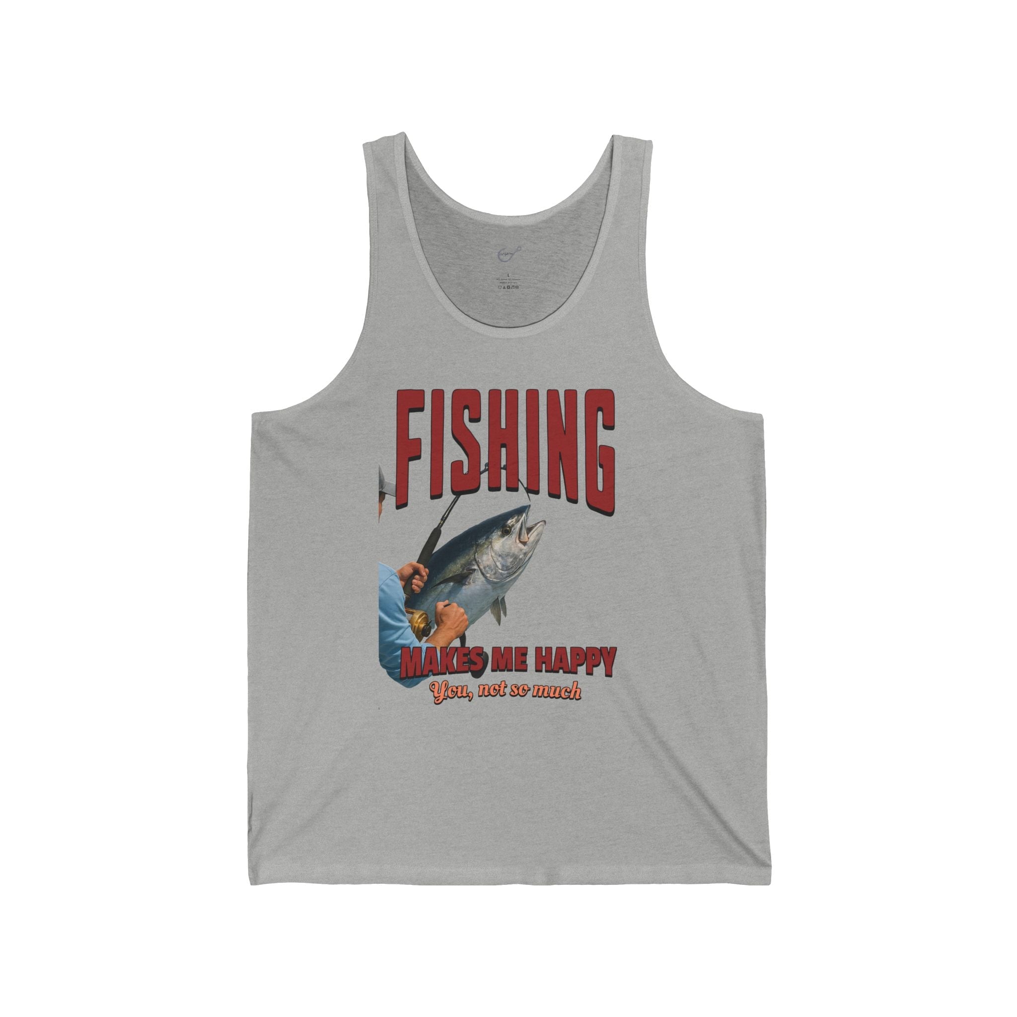 Fishing Makes Me Happy Unisex Jersey Tank - Casual Summer Apparel for Outdoor Enthusiasts - Get Tight Gear