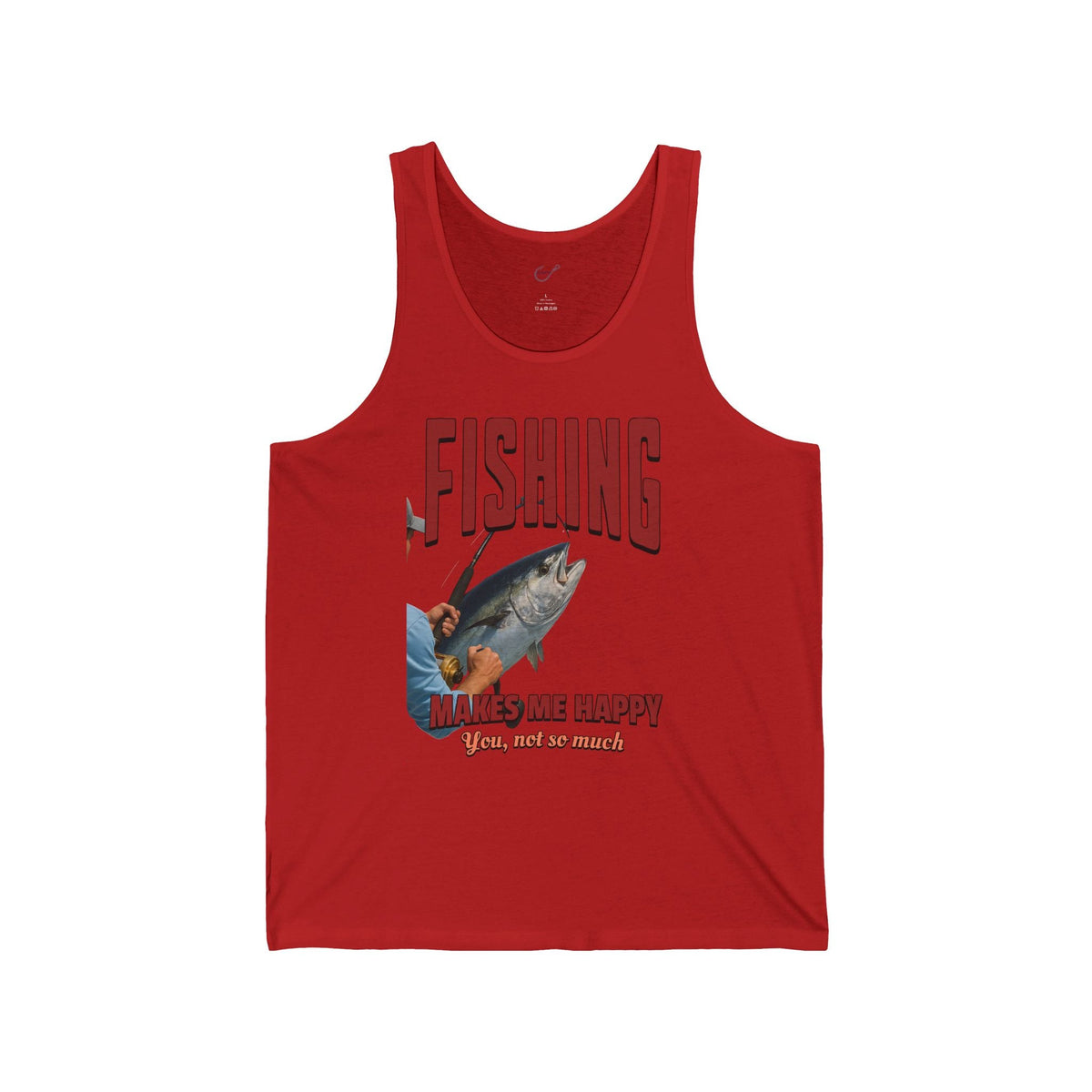 Fishing Makes Me Happy Unisex Jersey Tank - Casual Summer Apparel for Outdoor Enthusiasts - Get Tight Gear