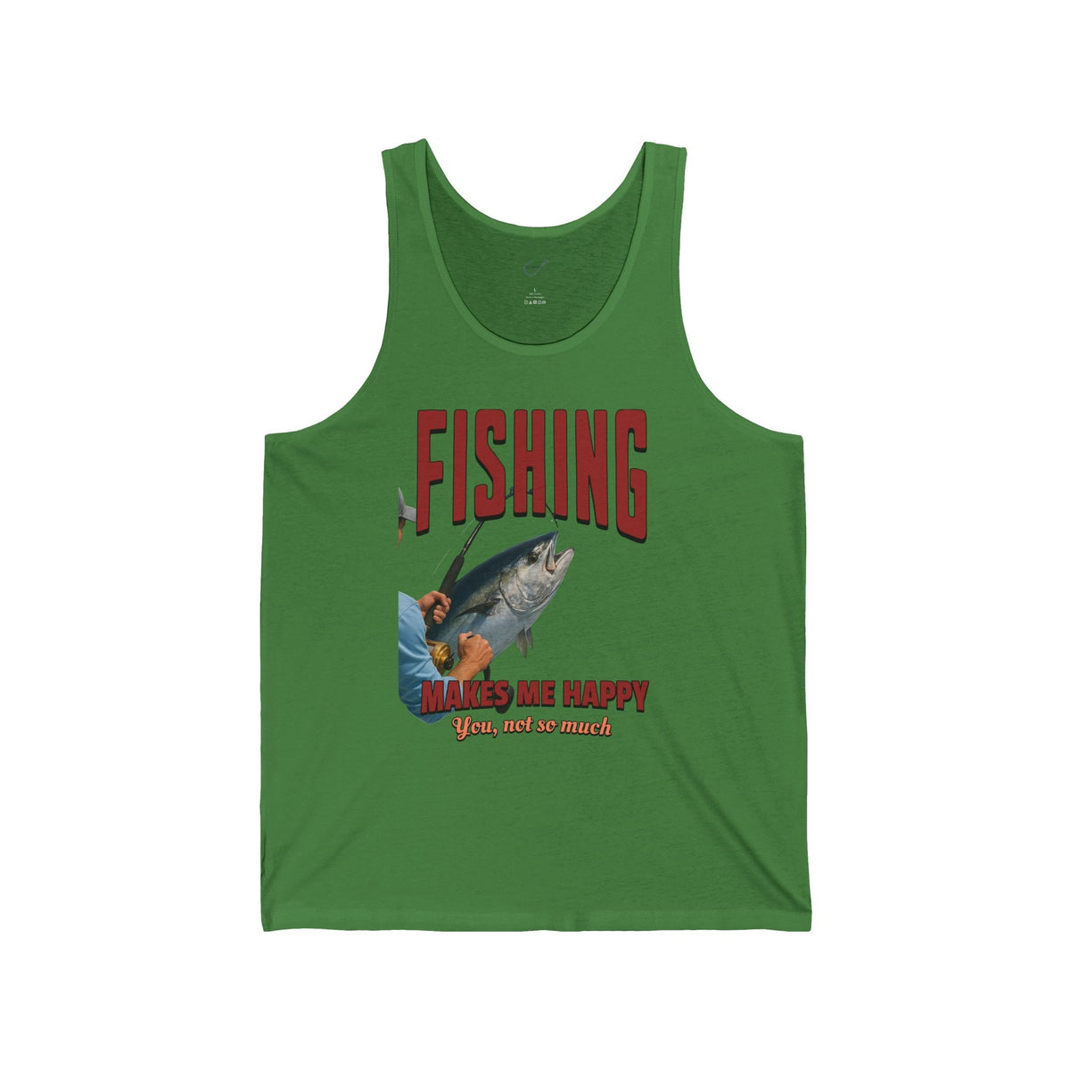 Fishing Makes Me Happy Unisex Jersey Tank - Casual Summer Apparel for Outdoor Enthusiasts - Get Tight Gear