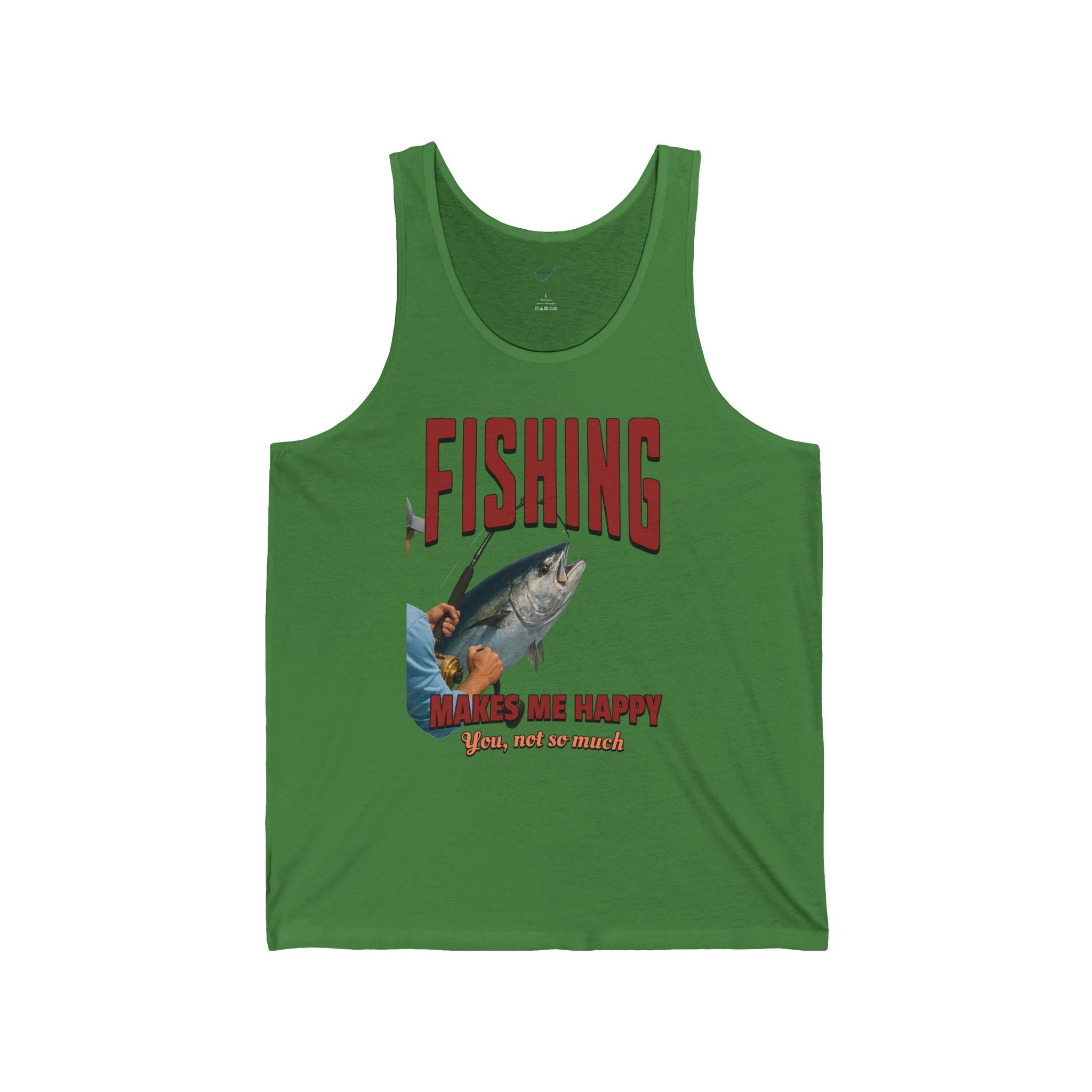 Fishing Makes Me Happy Unisex Jersey Tank - Casual Summer Apparel for Outdoor Enthusiasts - Get Tight Gear
