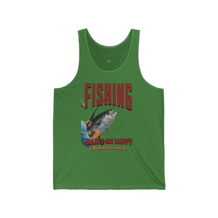 Fishing Makes Me Happy Unisex Jersey Tank - Casual Summer Apparel for Outdoor Enthusiasts - Get Tight Gear